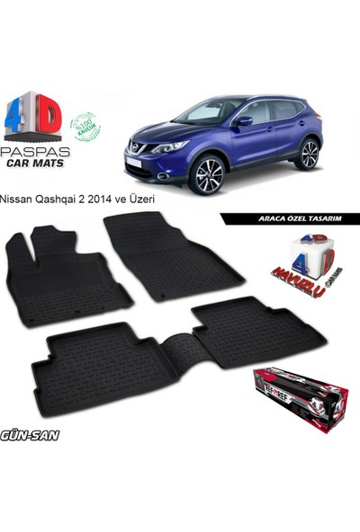 Nissan Qashqai 2 4D Havuzlu Paspas 2014 Üzeri A+Plus