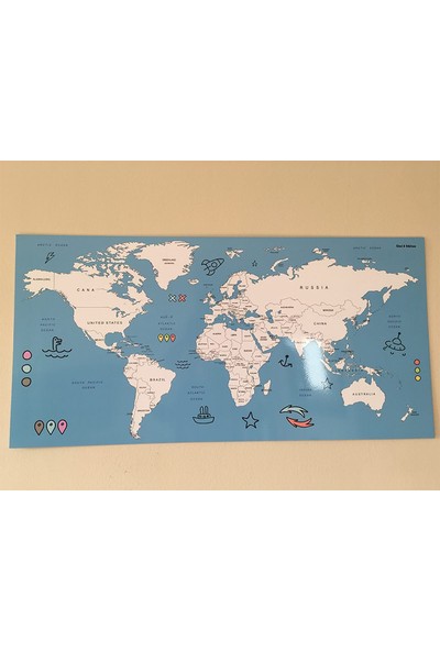 Mapofx Gez-Boya Harita - Boyanabilir Dünya Haritası (Mavi - Sert Zeminli)