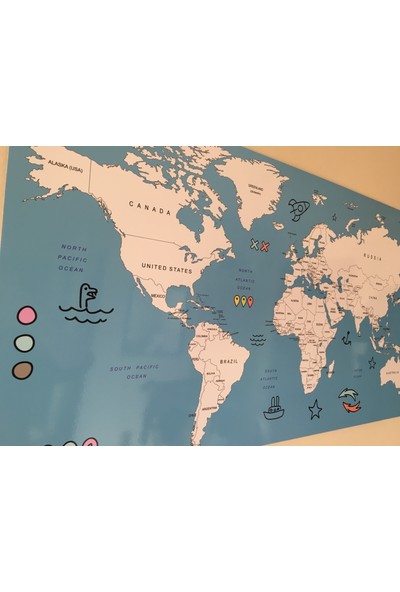 Mapofx Gez-Boya Harita - Boyanabilir Dünya Haritası (Mavi - Sert Zeminli)