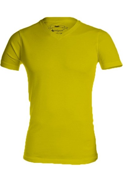 Wgust V Yaka T-Shirt ( Sarı )