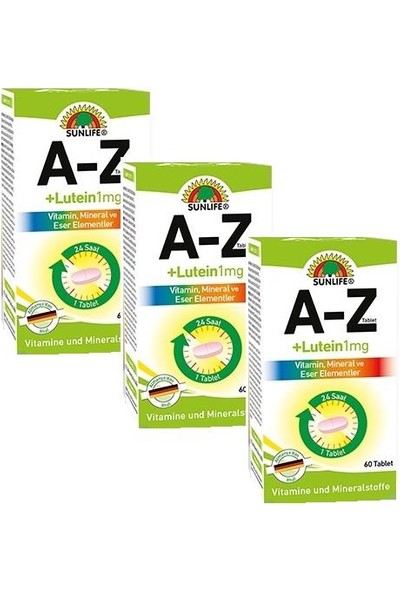 Sunlife A-Z+ Lutein 1 Mg 60 Tablet - 3 Adet