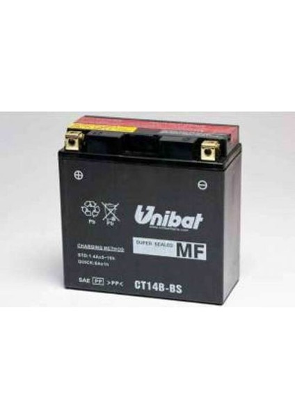 Ct14B-Bs 12V 12Ah Unibat Akü Hyosung Gv650, Yamaha Fzs1000, Xvs1100, Fjr1300, Xv1700, Mt01