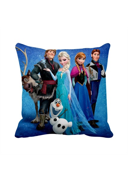 Frozen Karlar Ülkesi Anna Elsa Olaf Karakterler Saten Yastık