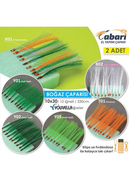 10x30 Organze Düğümsüz Kıyı Çaparisi 2li Paket Açık Yeşil - 11 No Siyah İğne