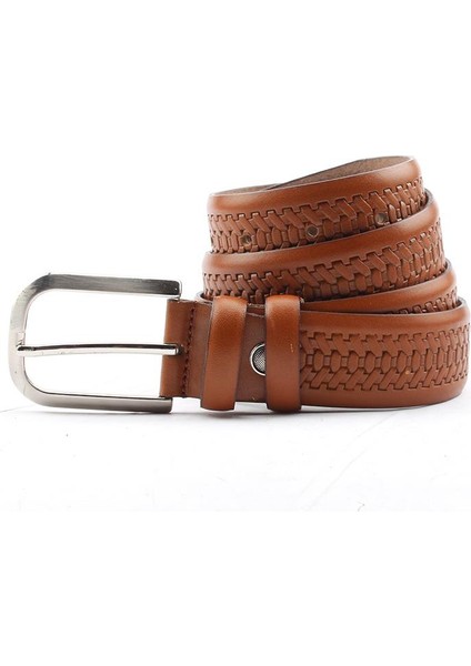 Erkek Klasik 606-21 %100 Deri Kemer Kumaş Kanvas En 3 cm