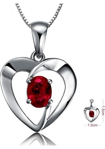 Gümüş Yakut Kalp Kolye Loveit