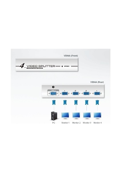 4Port Vs94A-A7-G 4X 15Pin Dsub 1920X1440 350Mhz Vga,Video Splitter