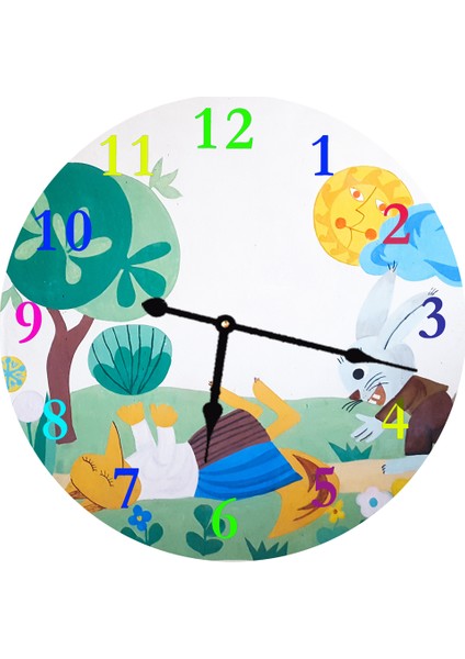 Ahşap Yuvarlak Çocuk Duvar Saati