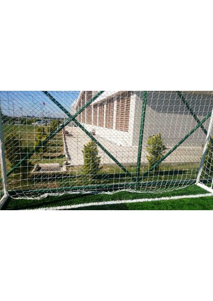 Futbol Kale Filesi 2,5 mm Kord İp 3,2*2,20*0,8 m , 12,5*12,5 Göz Genişliği Beyaz
