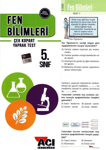 5. Sınıf Fen Bilimleri Çek Kopar Yaprak Test