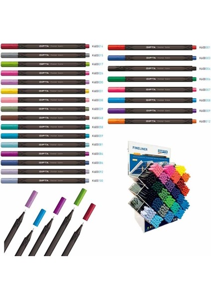 0.4 Mm Üçgen Fineliner Kalem 24 Renk 576 Lı Stand