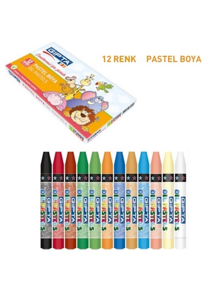 Pastel Boya - Karton Kutu - Altıgen - 12 Renk