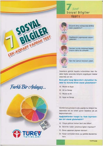 Türev Yayınları 7.Sınıf Din Kültürü Ve Ahlak Bilgisi Çek Kopart