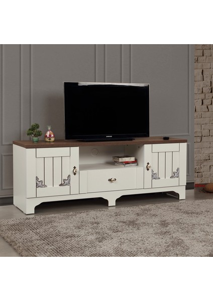 Gazel Kapaklı Tv Ünitesi 140 Cm, Koyu Meşe& Beyaz