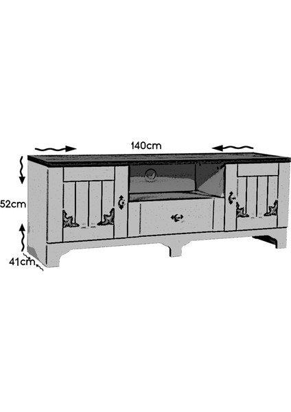 Gazel Kapaklı Tv Ünitesi 140 Cm, Koyu Meşe& Beyaz
