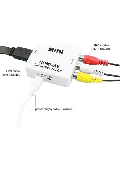 4552 HDMI To RCA AV 1080P Destekli Çevirici Dönüştürücü Adaptör