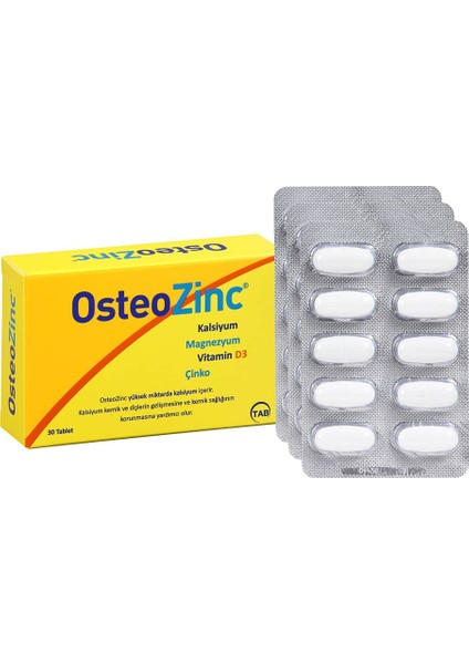 Osteozinc Kaisiyum Magnezyum Çinko D Vitamini 30 Tablet