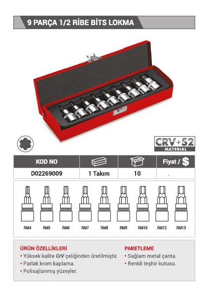 9 Parça 1/2 Ribe Bits Lokma fiyatları
