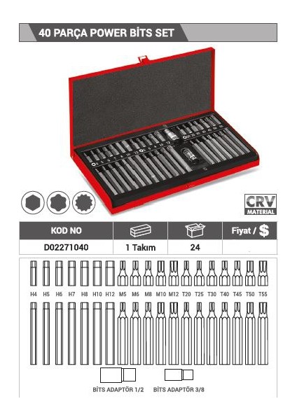 40 Parça Power Bits Set