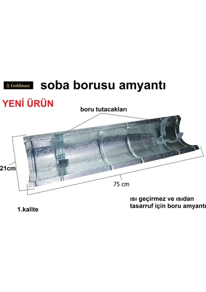 Isı Kes Soba Borusu Amyantı Tavan Isı Koruyucu 75Cm