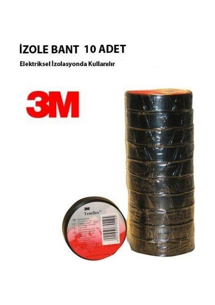 Yeşil 3M Pvc Elektriksel İzolasyon Bandı 10'Lu