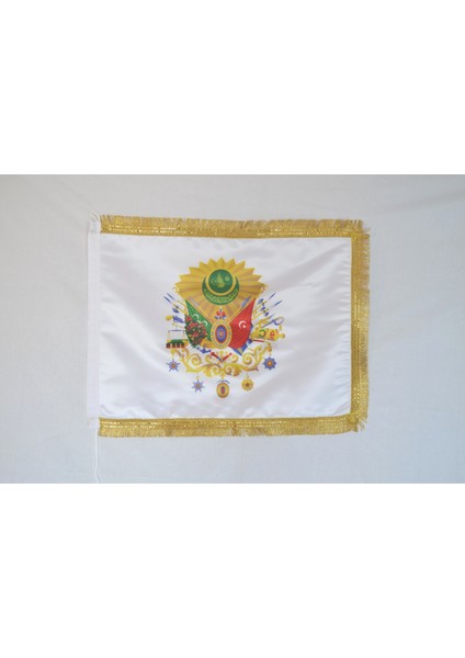 Osmanlı Tuğra Çift Kat Saten Simli Bayrak 70x105cm.
