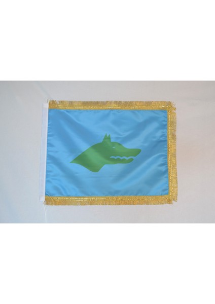 Göktürk Bayrağı Çift Kat Saten Simli 70x105cm.