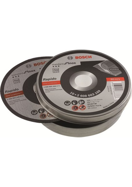 Rapido 100'Lü Kutu Inox Standart Seri Kesme Diski 115*1