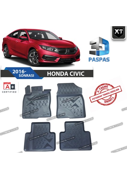 Xt Honda Civic 2016- Sonrası 3D Havuzlu Paspas