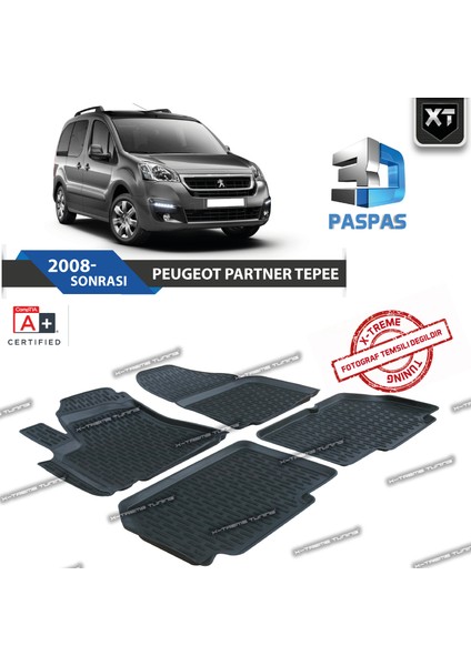 Peugeot Partner Tepee 3D Havuzlu Paspas 2008- Sonrası