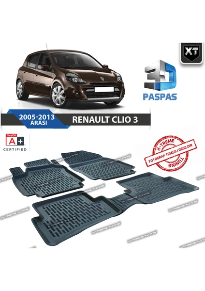 Xt Renault Clio 3 3D Havuzlu Paspas 2005-2013 Arası