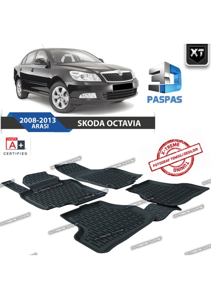 Skoda Octavia 3D Havuzlu Paspas 2008-2013 Arası