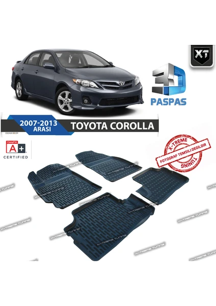 Xt Toyota Corolla 3D Havuzlu Paspas 2007-2013 Arası