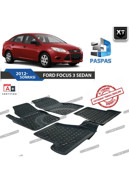 Xt Ford Focus 3 Sedan 2012- Sonrası 3D Havuzlu Paspas