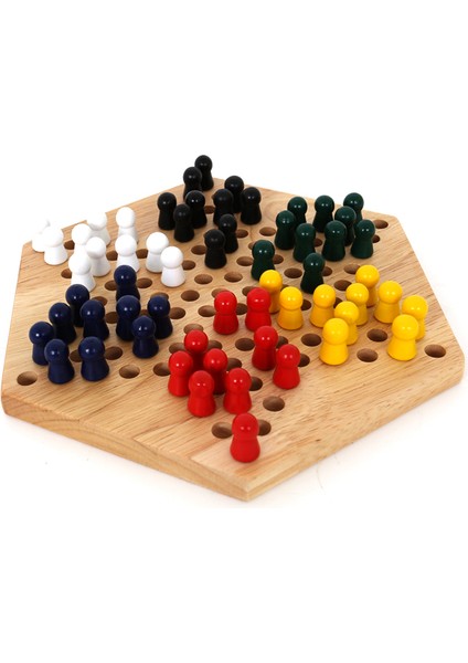 Ahşap Hexagon Çin Daması ve Solo Test Chinese Checkers Game
