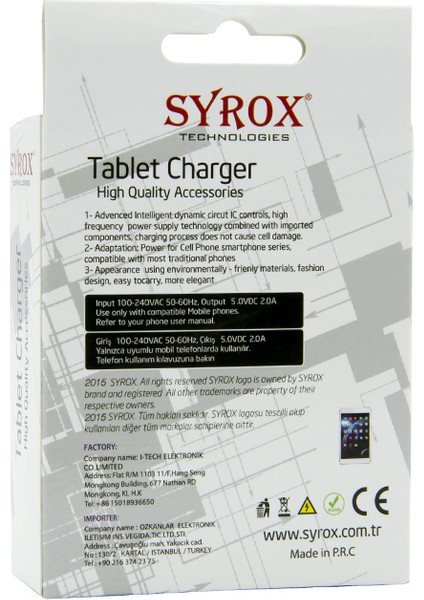 5V 2A Standart İnce Uç Tablet Şarj Aleti modelleri