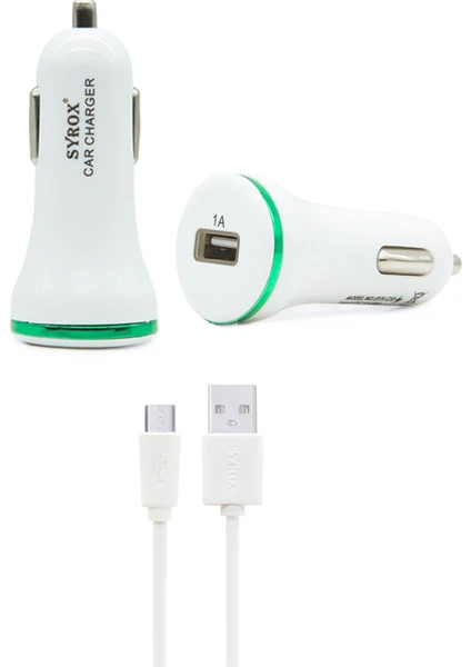 Micro Usb Kablolu & Usb Çıkışlı 1.0 A Araç Şarj Cihazı