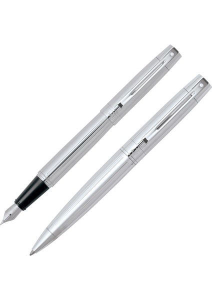 9326-0/2 Shfr 300 Çizgili Parlak Krom Gövde,Kapak Ve Klips Tükenmez +Dolma Kalem