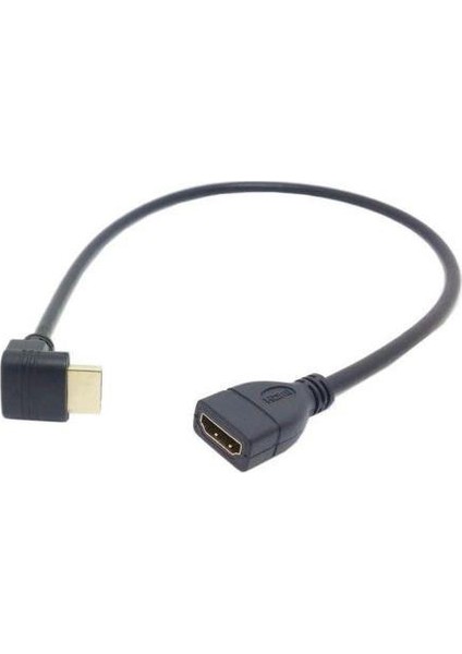 4666 Hdmi Dişi Erkek Uzatma 90 Derece Dirsek Kablosu 0.5 Metre