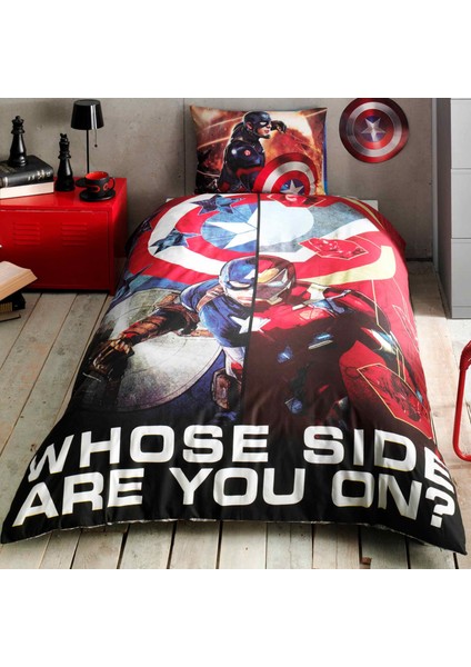 Lisanslı Tek Kişilik Captain America Movie Nevresim Takımı