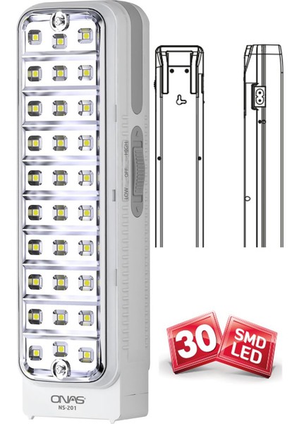 Ns-201 30 Ledli Şarjlı Işıldak