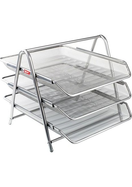 Metal Perfore 3'lü Evrak Rafı Renk - Gümüş