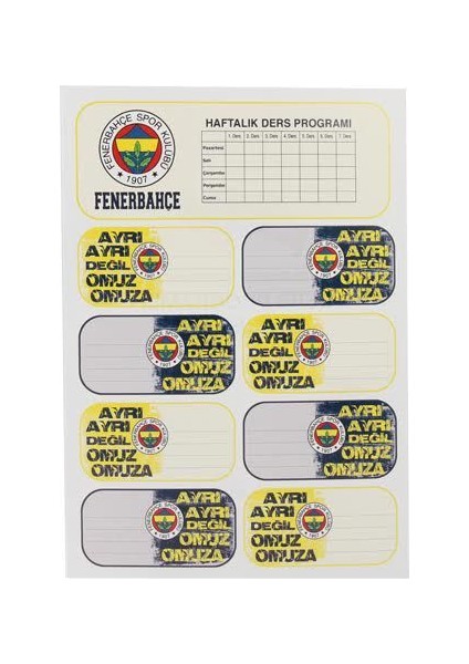 Fenerbahçe Ders Programlı Okul Etiketi 3'lü