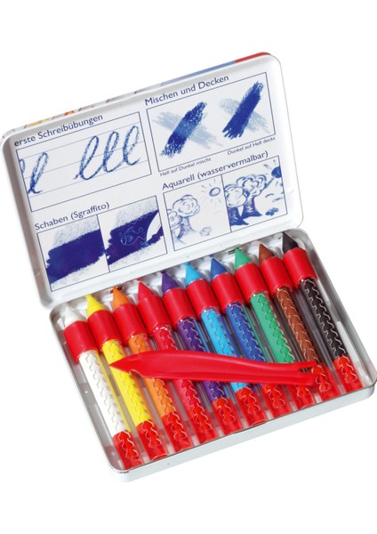 Herlitz Crayon Tutacaklı 10'lu Metal Kutu Pastel Boya 008