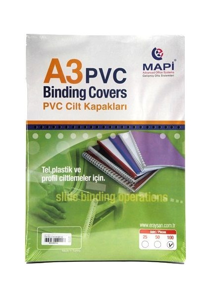 Pvc A3 160 Micron Cilt Kapagi 100'lü Renk - Mavi