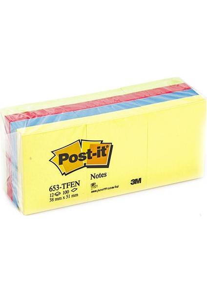 653Tf Not Kağıdı 38 x 51 Mm Tutti Frutti Pembe Tonları 12'li