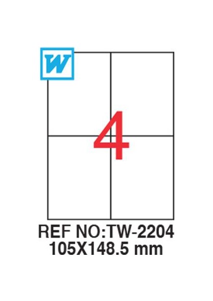 105 x 148,5 Mm Laser Etiket Tw-2204