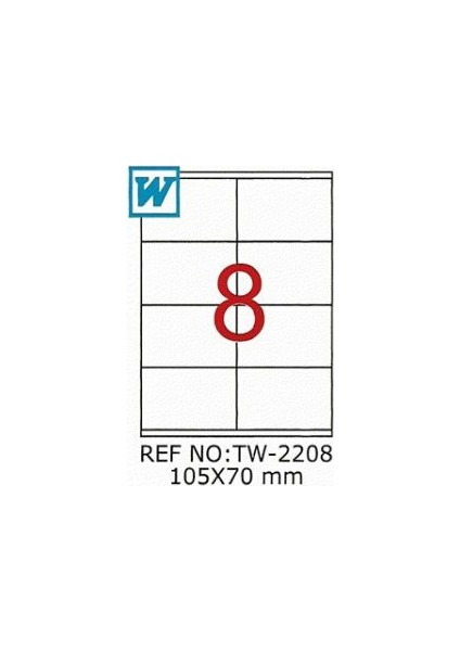 105 x 70 Mm Laser Etiket Tw-2208