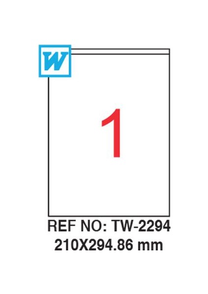 210 x 294,86 Mm Laser Etiket Tw-2294