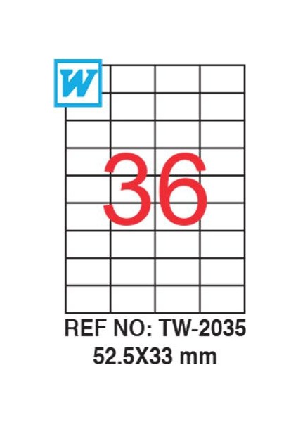 52,5 x 33 Mm Laser Etiket Tw-2035